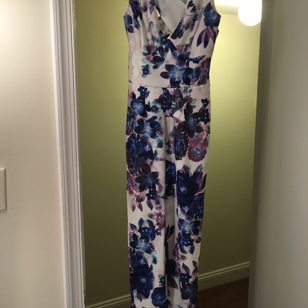 BooHoo Floral Water Color Jumpsuit